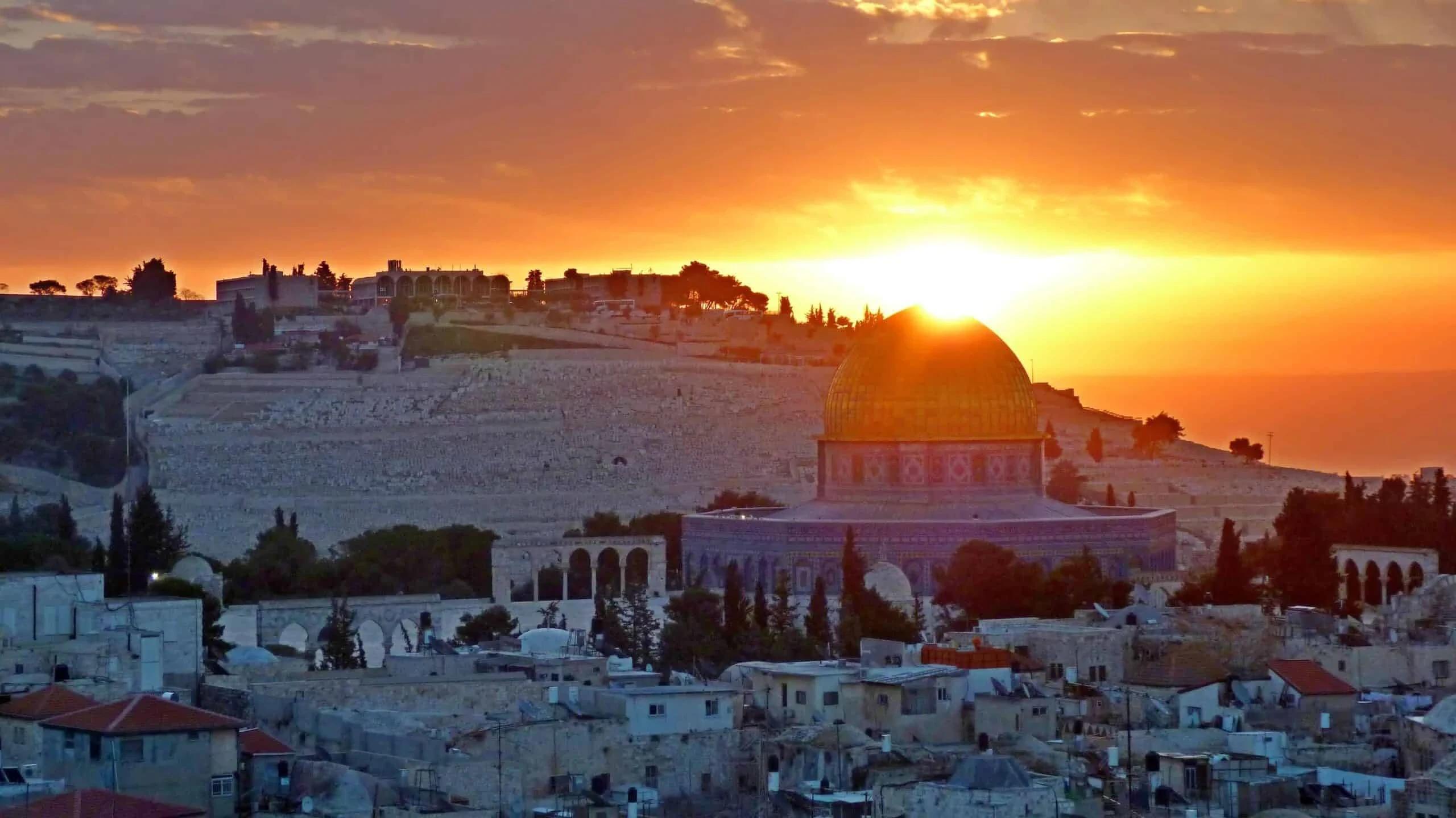 panoramisch, zonsopgang, jeruzalem